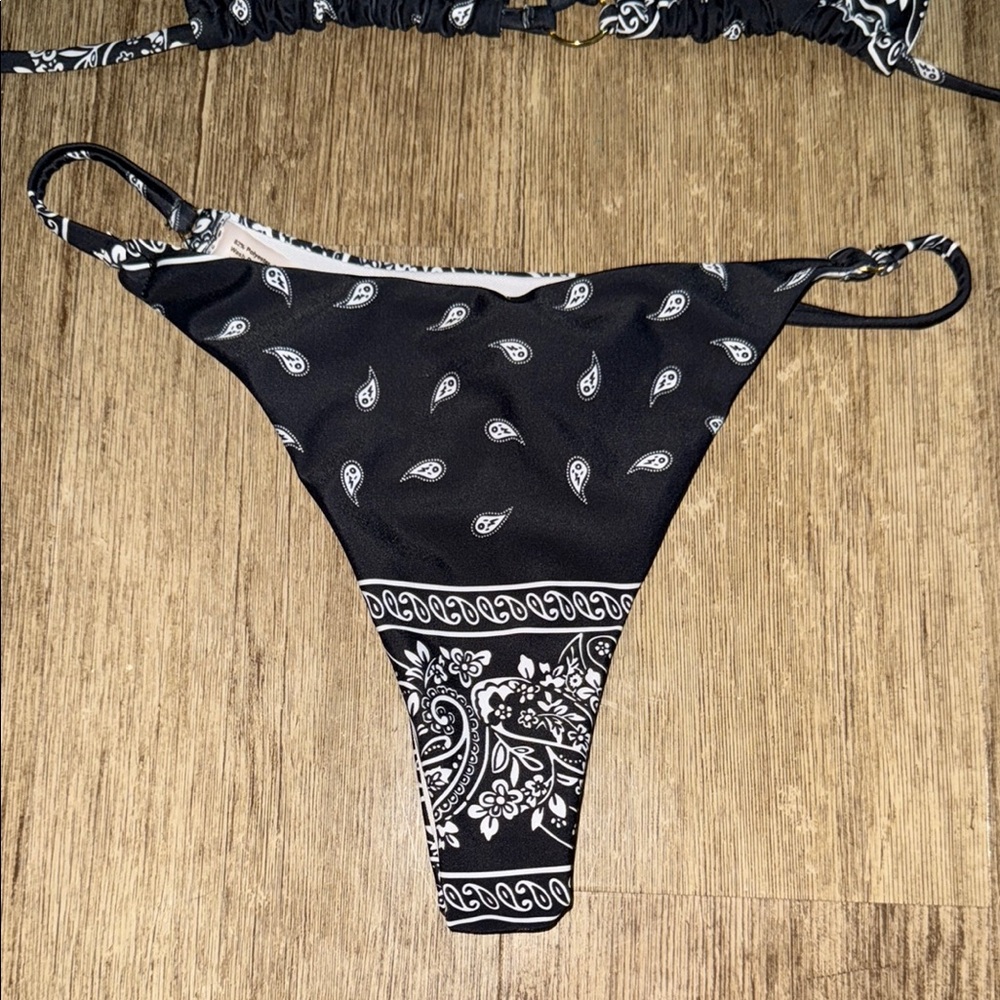 Black and White Paisley Bikini Bottom